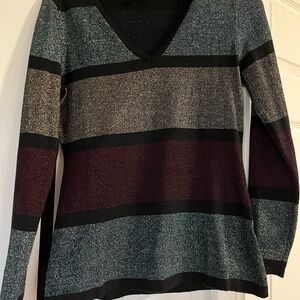 VENUS Multicolor Striped V-Neck Blouse